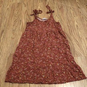 pink rose size small floral dress tie knot design v neck